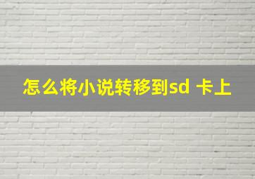 怎么将小说转移到sd 卡上